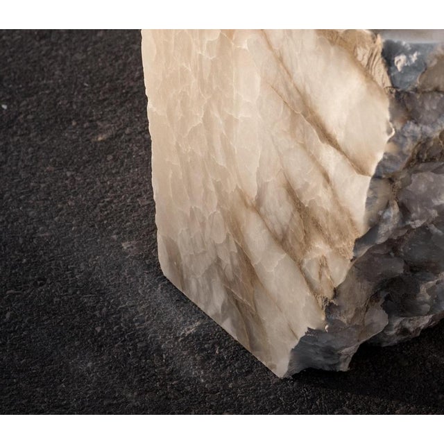 Aqua Fossil Drop Sculpture Side Table in Alabaster by Amarist Studio For Sale - Image 6 of 8