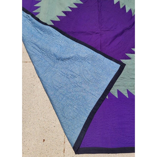 Textile 1930s Wool Amish Saw Tooth Diamond Quilt From Penna. For Sale - Image 7 of 8