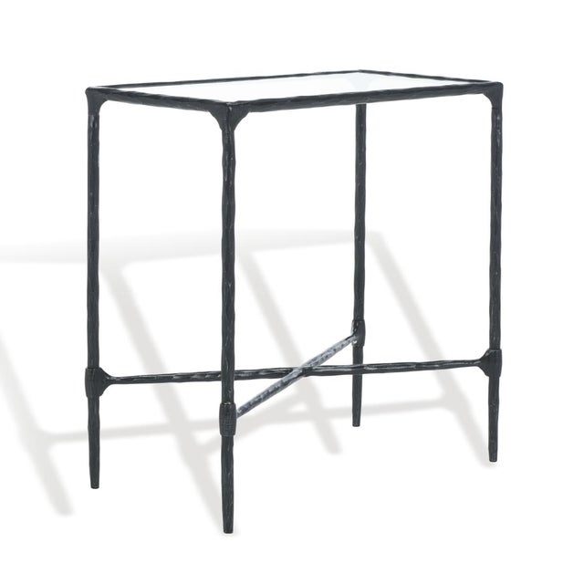 Isabellina Metal Accent Table in Black with Glass Top For Sale In Philadelphia - Image 6 of 8