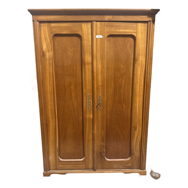 19th-Century French Provincial Fruitwood Wardrobe Cabinet, Louis-Philippe Style For Sale