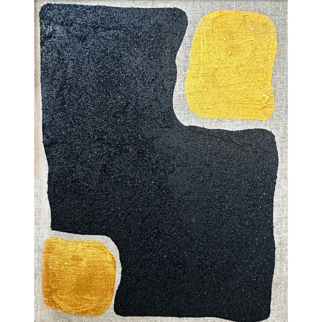 Vintage Gold and Noir Textural Masterpiece Painting 3 Immerse yourself in a captivating work of art that seamlessly blends...