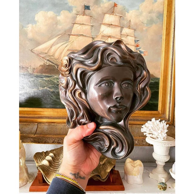 1980s Vintage 1989 Art Nouveau Goddess Wall Pocket For Sale - Image 5 of 6