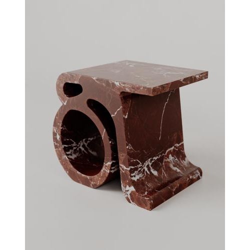 Rosso Lepanto Marble and Stone Prae Stool by Esther Knopfler For Sale - Image 4 of 18