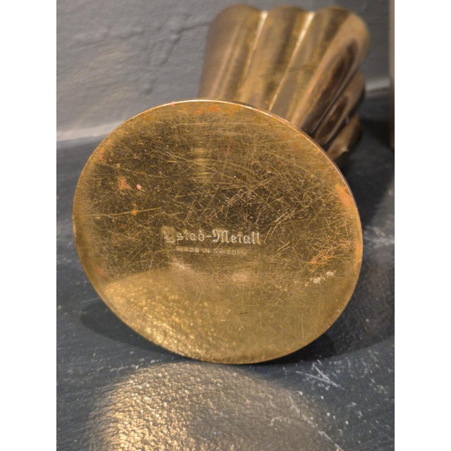Vintage Scandinavian Brass Vase by Ystad Metall, 1950s For Sale - Image 6 of 9