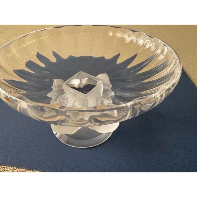 Lalique "Nogent" Crystal Compote Bowl and Stand Alone Sparrows (Signed) For Sale - Image 9 of 12