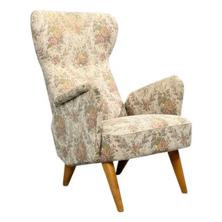 Carl Gustaf Hiort Af Ornäs, Armchair, Fabric, Lacquered Wood, Finland, 1940s For Sale