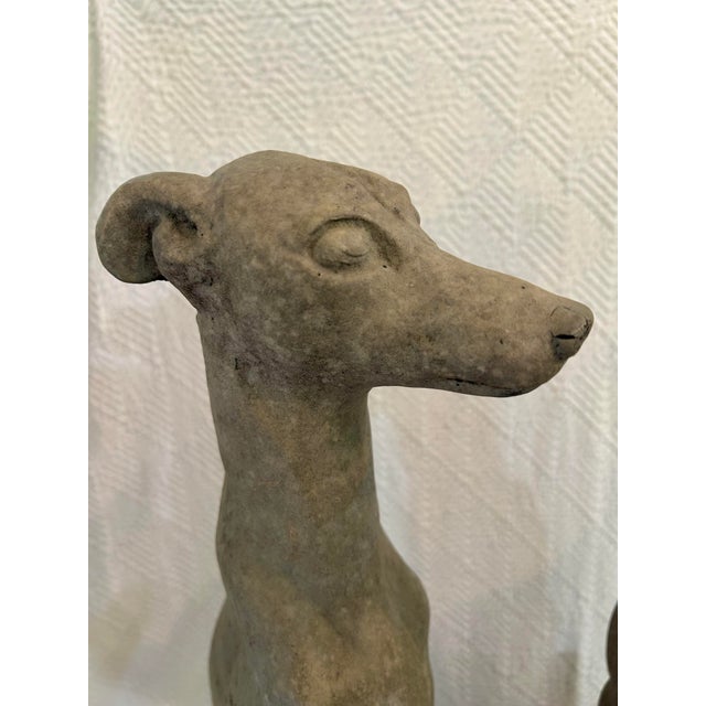 Sculpture Materials Late 20th Century Faux Concrete Outdoor Greyhound or Whippet Sculptures - A Pair For Sale - Image 7 of 9