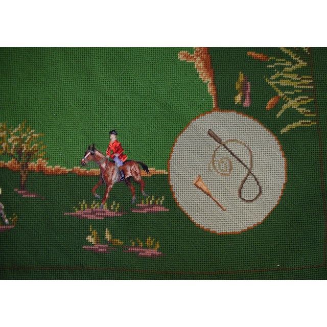 Late 20th Century Hand Needlepoint Fox Hunt Bridge Table Cover (Nwt) For Sale - Image 5 of 7