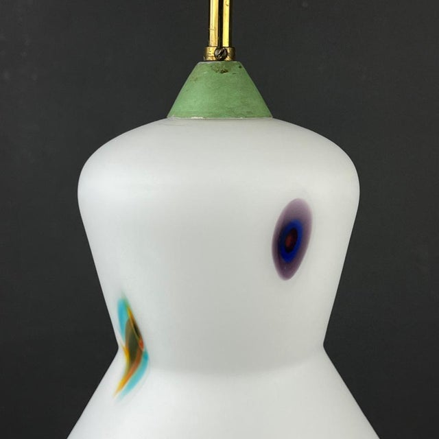 Mid-Century Italian Opaline Murano Glass Pendant Lamp by Stilnovo, 1950s For Sale - Image 7 of 14