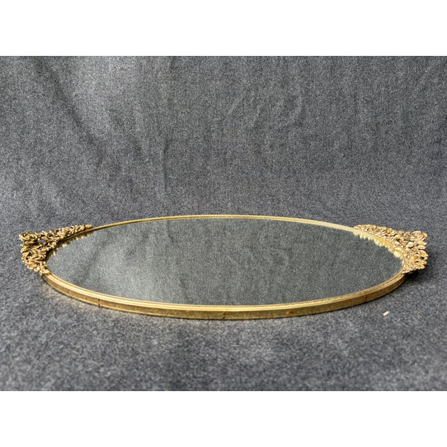 Vintage Floral Oval Mirrored Vanity Tray For Sale - Image 14 of 14