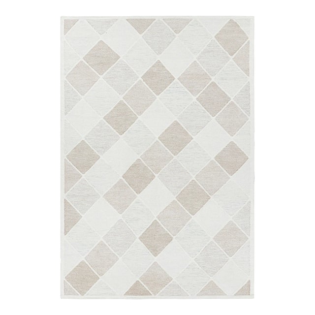 Rug & Kilim’s Scandinavian Style Custom Rug in Cream With Geometric Pattern For Sale