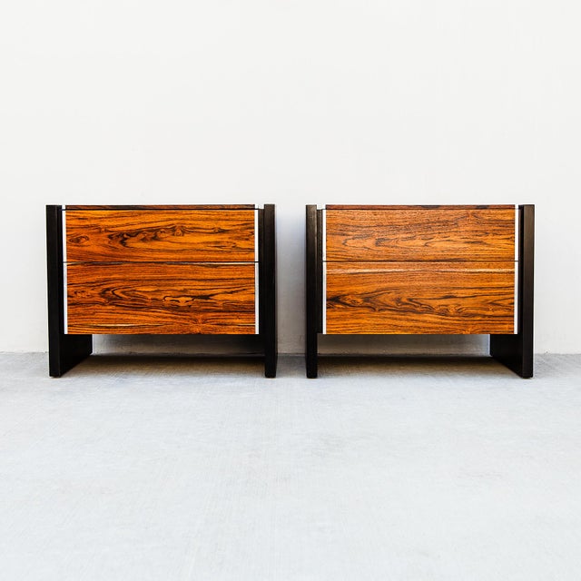 Mid-Century Modern Vintage Restored 1970s Rosewood Nightstands by Glenn of California, A Pair For Sale - Image 3 of 12