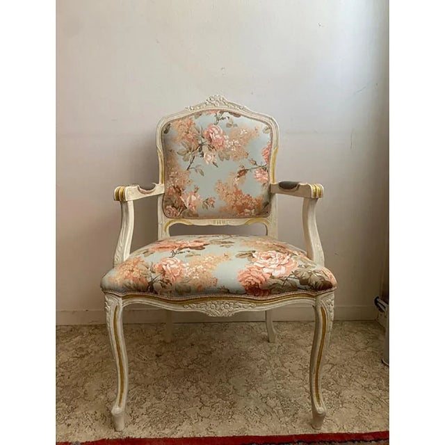 Set of Ivory and Pink Floral Chairs by Simoeng For Sale - Image 12 of 12