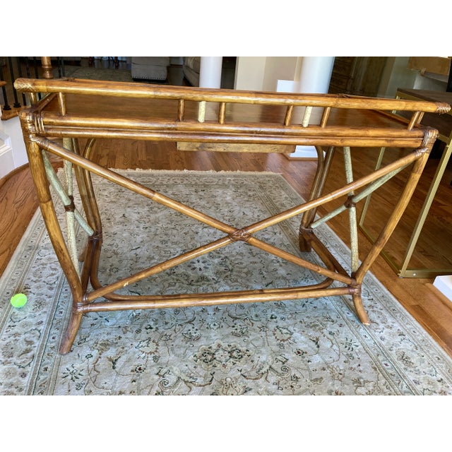 Willow and Reed 1950s Tommi Parzinger Rattan Desk for Reed and Willow - Set of 2 For Sale - Image 4 of 16