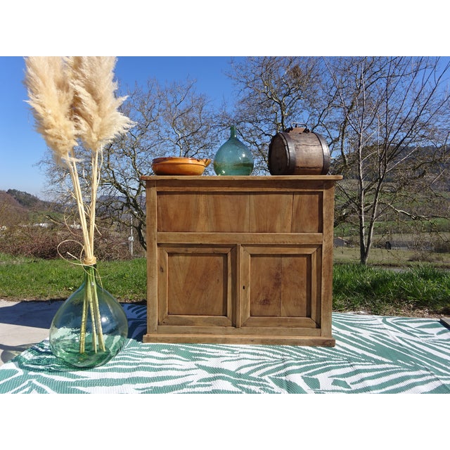 Antique furniture, sideboard, and flour bin. Two-door sideboard topped with a storage chest. Antique kitchen cabinet, all...