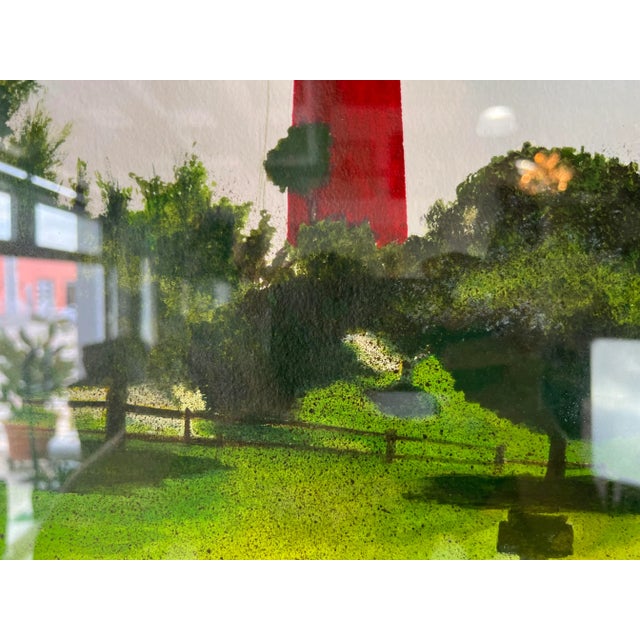 Metal Vintage Lighthouse Landscape Watercolor Painting, Signed For Sale - Image 7 of 13