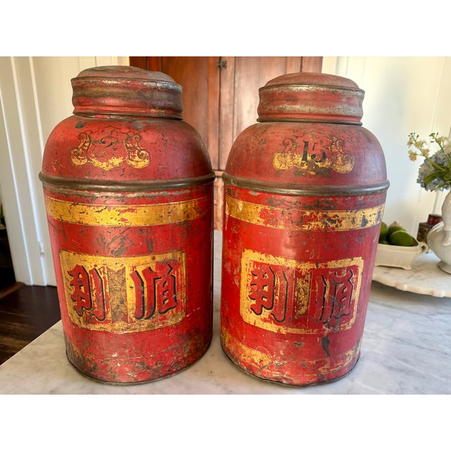 Pair 19th Century Chinese Toleware Tea Canisters For Sale - Image 14 of 16