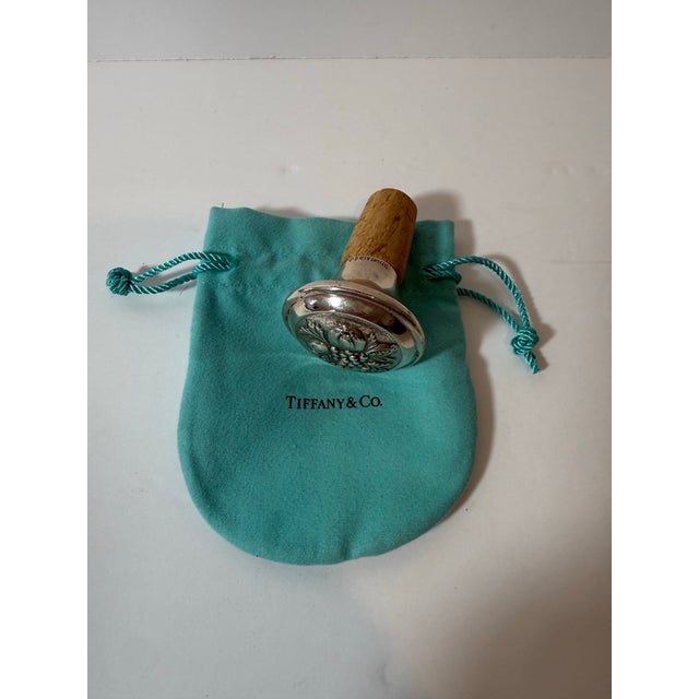 Tiffany and Co. Rare Vintage Tiffany & Co. Sterling Silver Grape Wine Bottle Stopper With Pouch Ex For Sale - Image 4 of 12