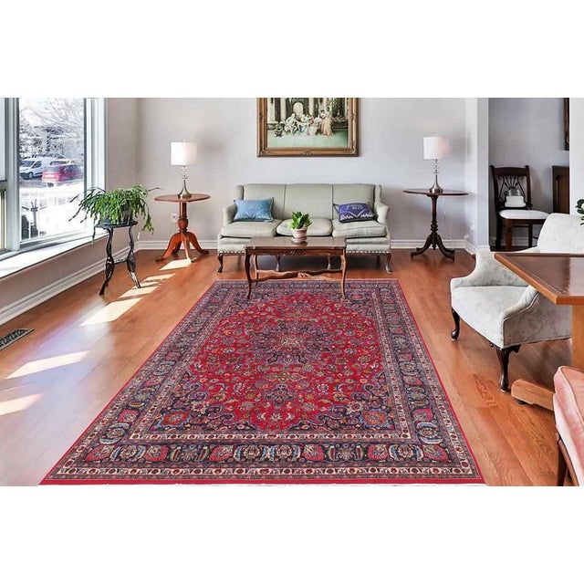 Red 1960s Fine 9'7" X 12'11" Hand-Knotted Wool Area Rug - Traditional Medallion For Sale - Image 8 of 8