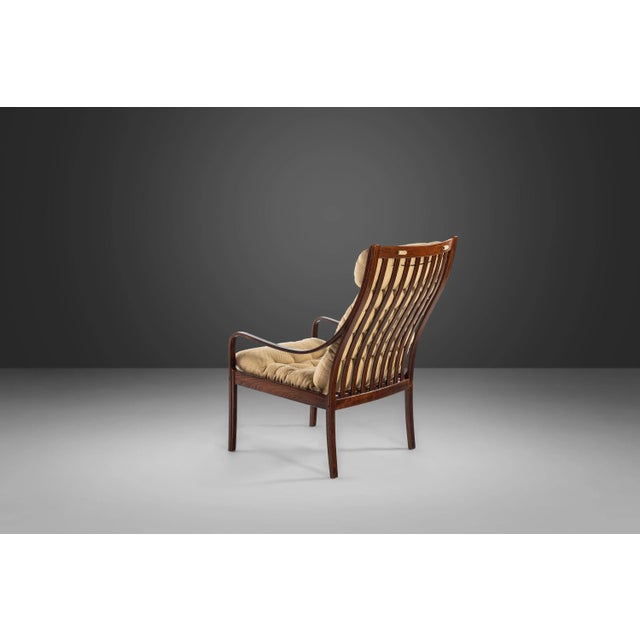 Bentwood Lounge Chair with Ottoman in Rosewood & Original Fabric by Fredrik A. Kayser for Vatne Møbler, Denmark, circa 1960's For Sale - Image 10 of 13
