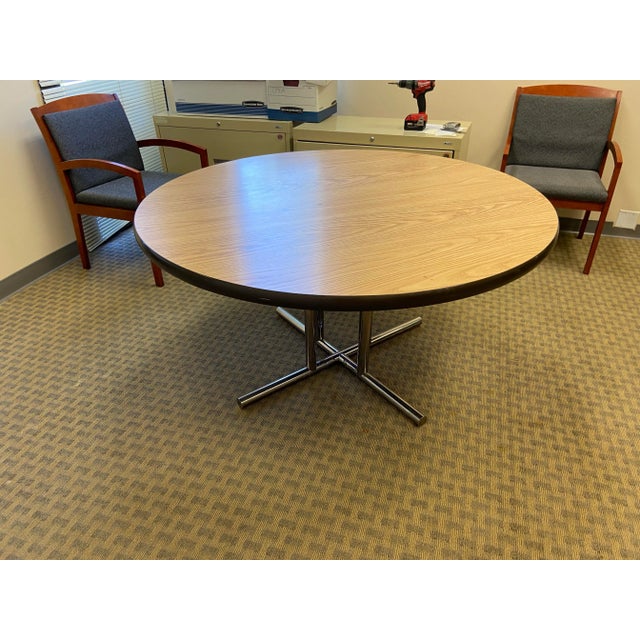 Tan 1980s Vintage Mid Century Modern Conference Table For Sale - Image 8 of 11