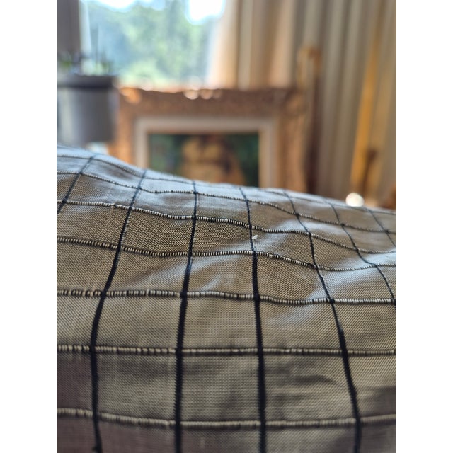 Designer Contemporary Silk Silver Gray Black Fabric -4.5 Yards For Sale - Image 11 of 14