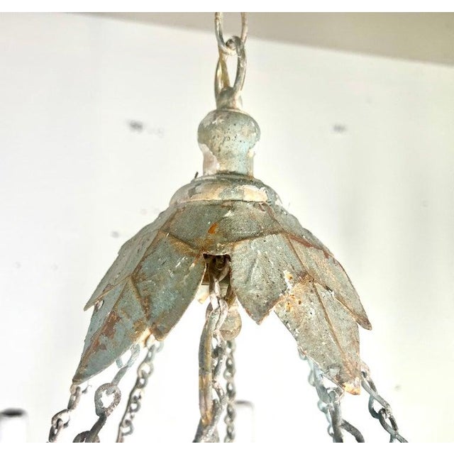 Melissa Levinson Vincente Eight Light Wood & Iron Painted Chandelier by Miamar Home For Sale - Image 4 of 12