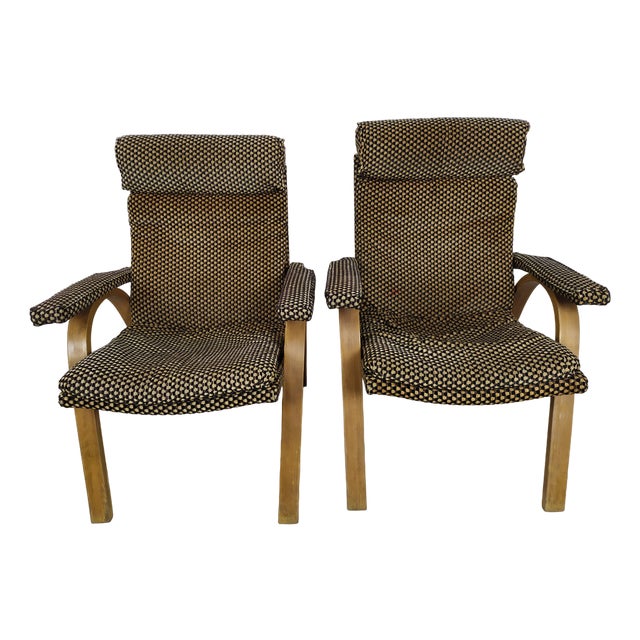 Set of Bow Wood Armchairs from Baumann, 1970s For Sale