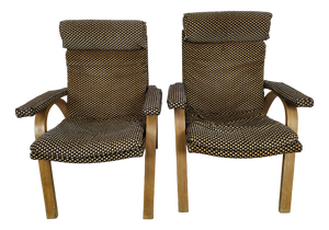 Set of Bow Wood Armchairs from Baumann, 1970s