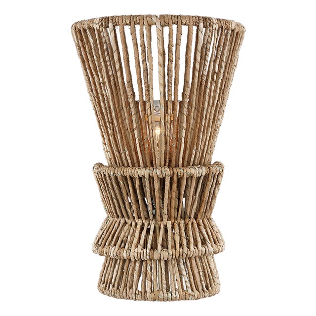 Antigua Medium Sconce in Polished Nickel and Natural Abaca Designer: Chapman & Myers Finish: Polished Nickel and Natural...