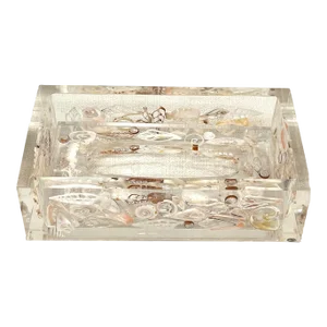 Vintage Thick Lucite Shell Encrusted Tissue Holder