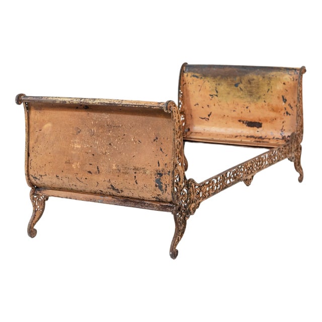 Antique Industrial Single Bed in Wrought Iron, 1890s For Sale