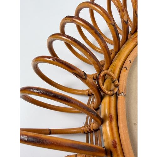 Mid-Century Modern Italian Sunburst Mirror in Rattan, Bamboo and Cane, 1960s For Sale - Image 13 of 18