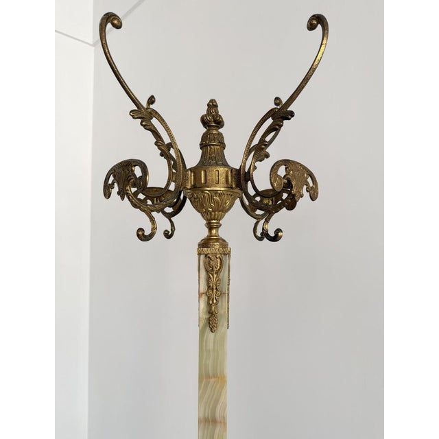 Gold Vintage Italian Onyx Marble and Brass Hall Tree with Rotating Crown and Sculptural Base, 1960s For Sale - Image 8 of 18