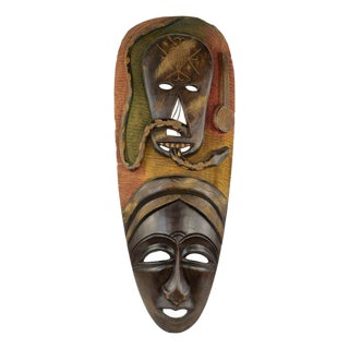 Mid-20th Century Wooden Decorative Mask For Sale