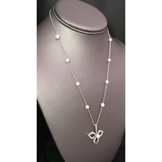 2010s Diamond Akoya Pearl Necklace 14 Karat Gold Certified For Sale - Image 5 of 12