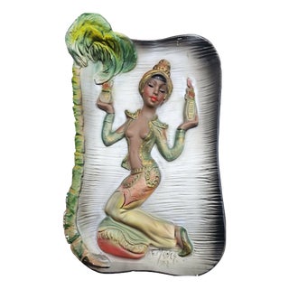 Plaster Decoration of African Woman by G. Monot, 1962 For Sale