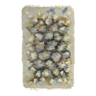Scandinavian Wool Rya Rug with Abstract Design, 1970s For Sale