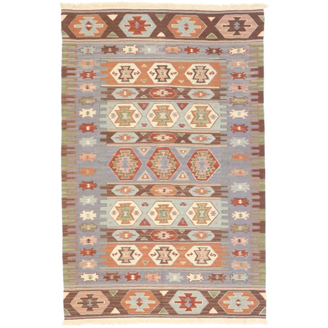 Vintage Persian Shiraz Kilim Rug - 03'08 X 05'07. For Sale - Image 9 of 9