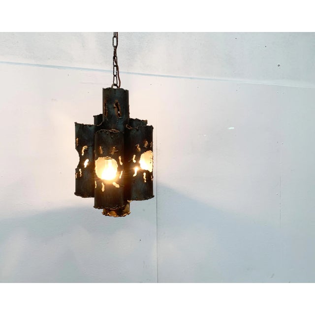 Mid-Century Brutalist Metal Pendant Lamp For Sale - Image 14 of 18