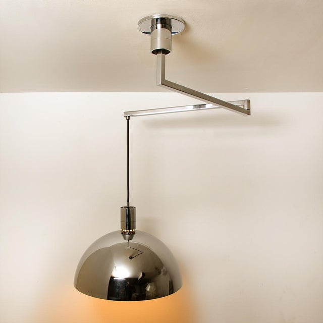 AM/AS Ceiling Lamp with Chromed Swing Arm by Franco Albini for Sirrah, 1960s For Sale - Image 6 of 10