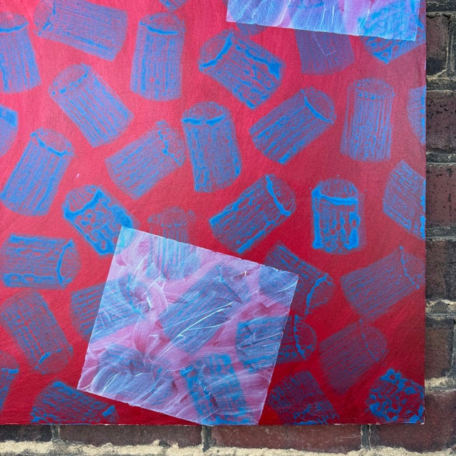 Large Red Abstract Modern Art Painting For Sale - Image 9 of 12