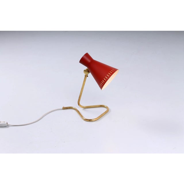 Red and Brass Diabolo Table Light by Asea, 1950s For Sale - Image 6 of 13