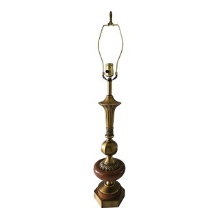 Mid 20th Hollywood Regency Style Wood and Brass Table Lamp For Sale