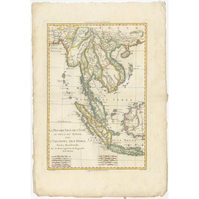 Antique Map Southeast Asia Siam Sumatra Java Rigobert Bonne 1787 This refined late eighteenth-century map titled La...