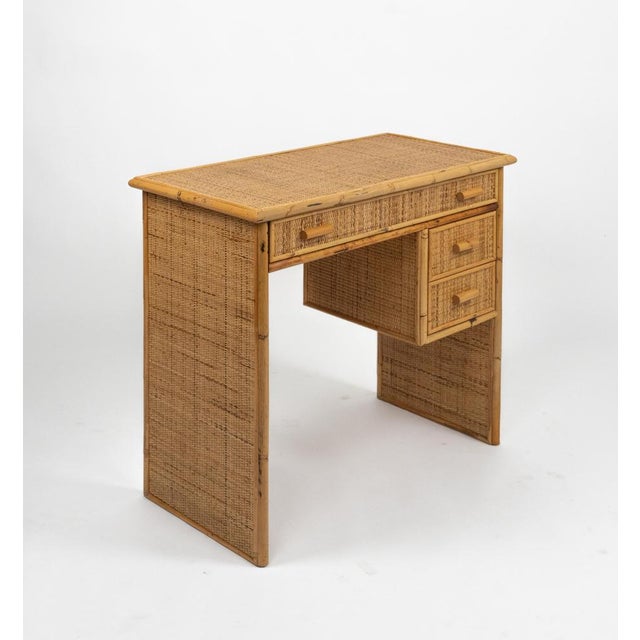 Midcentury Modern Bamboo and Rattan Desk, 1970s For Sale - Image 4 of 14