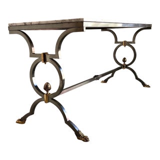 Vintage Maison Jansen Style Palm Beach Regency Console With Marble Top For Sale
