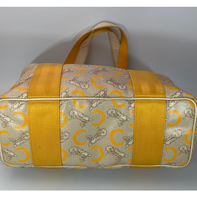 Pre-Loved Celine Yellow Beige Canvas Coated PVC Plastic Macadam Tote Bag For Sale - Image 16 of 18