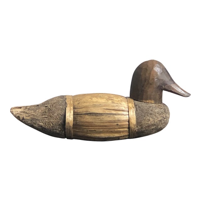 Primitive Corn Husk Duck Decoy For Sale