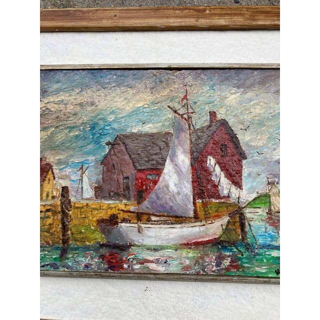 Original approx 6 x 8 painting on board signed bottom right floated on larger painted mat & frame is approximately 10.5 x 12